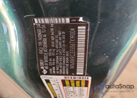 2006 Mini Cooper from USA, damaged, VIN WMWRC33506TK19004